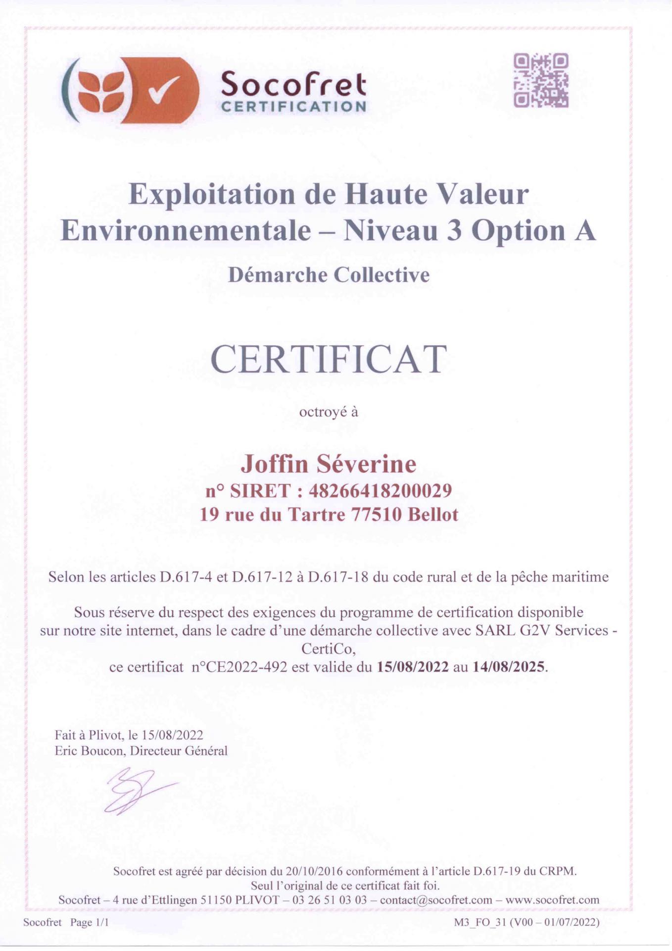 Certificat hve 2022 severine